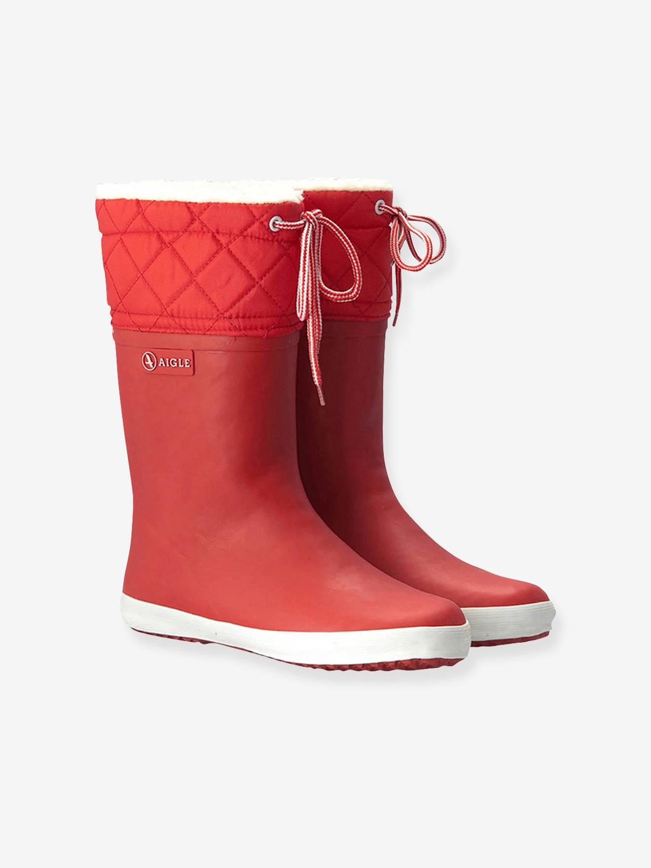 Bottes de pluie fourrées enfant Lolly Pop Giboulée rouge/blanc