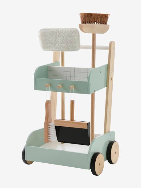 Chariot De Menage En Bois Vert Vertbaudet