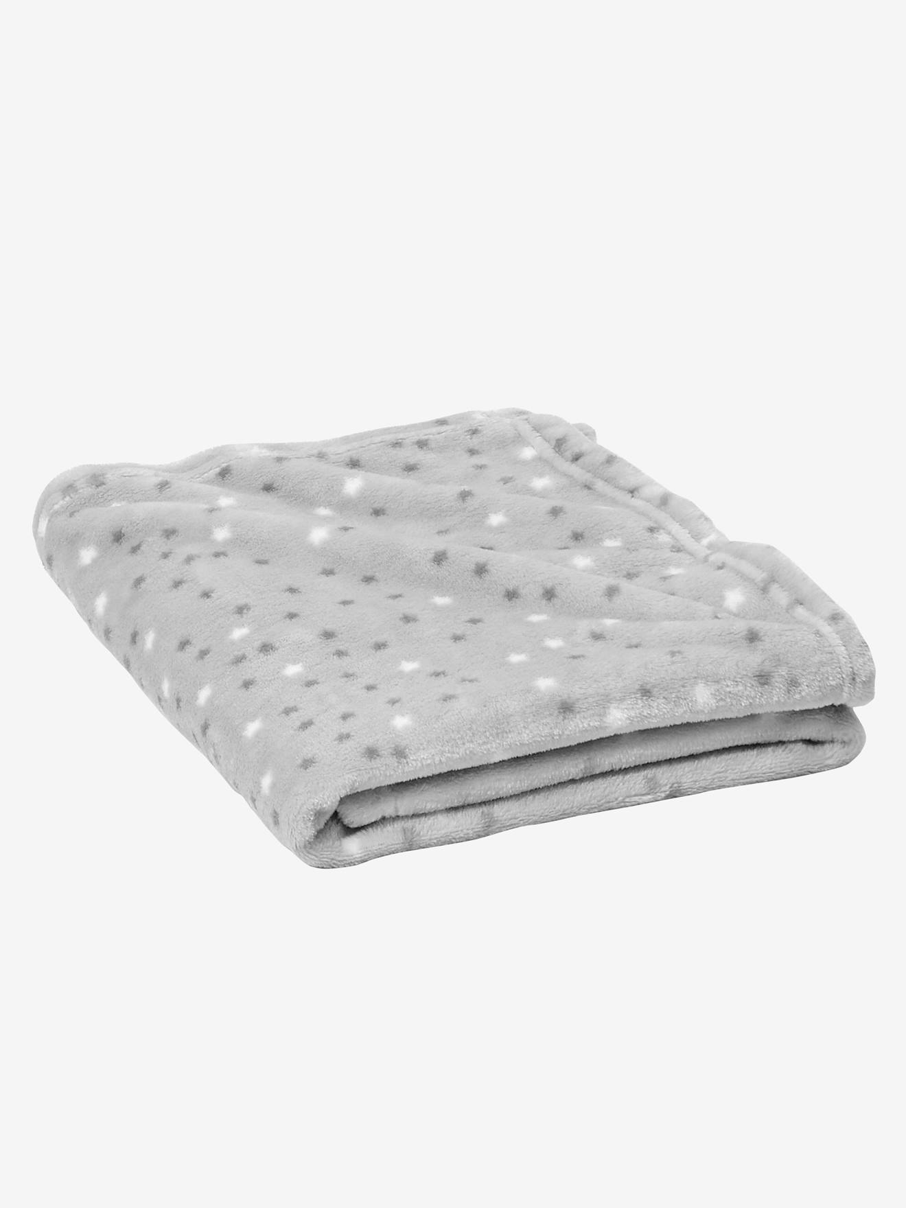 Couverture essentiels en microfibre imprimée étoiles gris clair