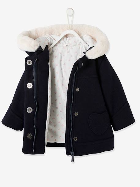 Manteau à capuche bébé fille encre+gris clair chine 3 - vertbaudet enfant 