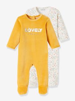 Bébé-Lot de 2 pyjamas bébé ouverture dos en velours « Lovely »