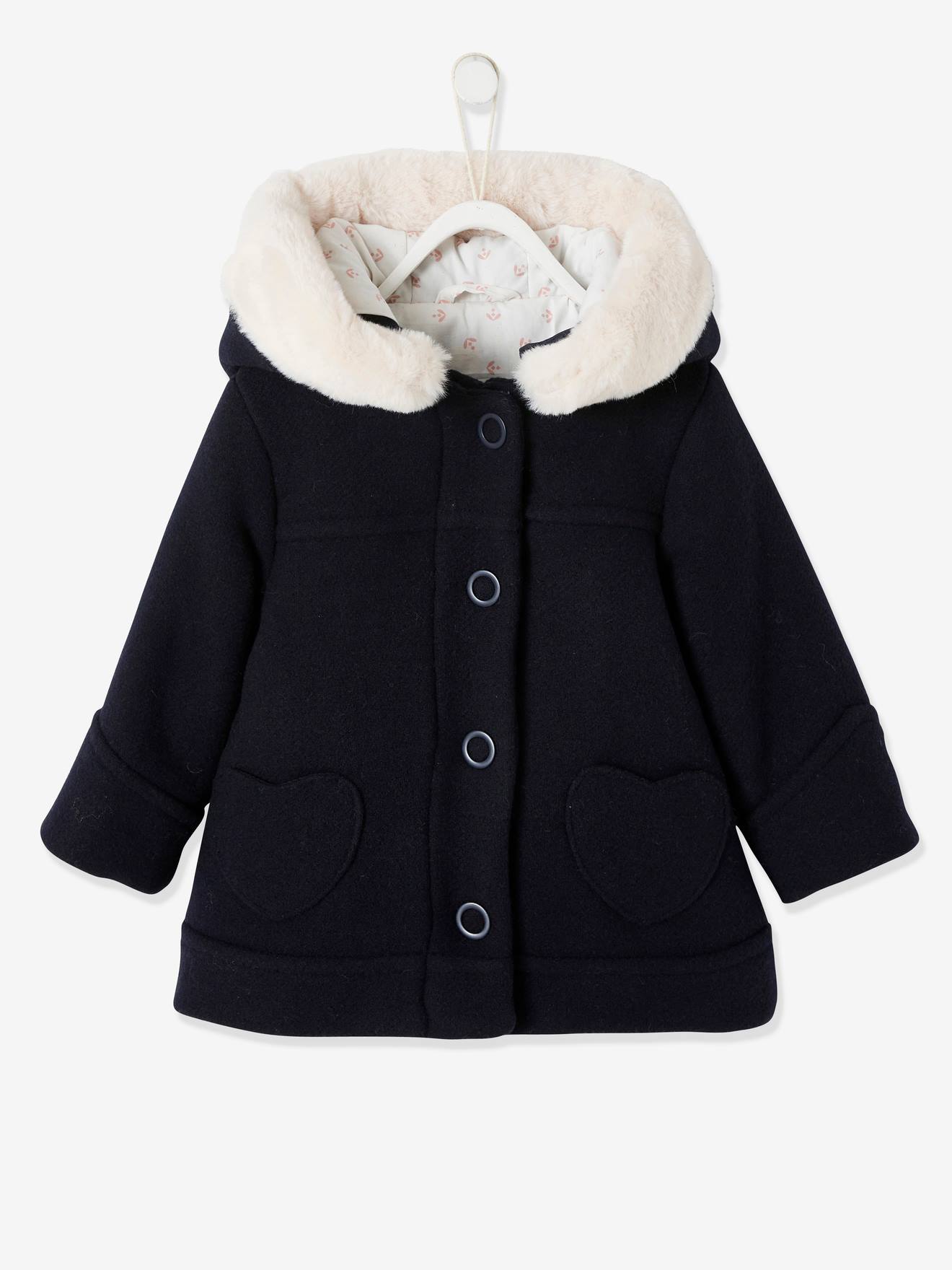 Manteau à capuche bébé fille encre