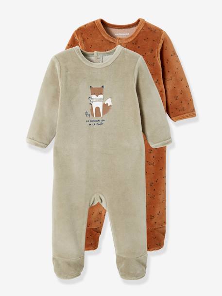 Lot De 2 Pyjamas Renard Bebe En Velours Noisette Vertbaudet Lot De 2 Pyjamas Renard Bebe En Velours Noisette Vertbaudet