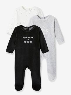 Les Basics-Bébé-Lot de 3 pyjamas "dors-bien" en velours bébé ouverture dos
