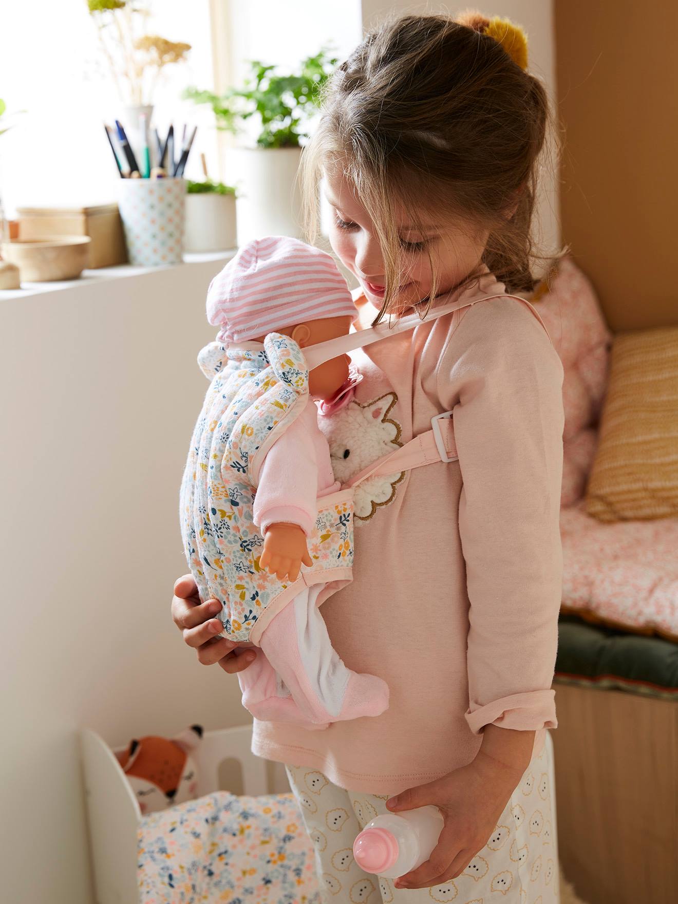 Vertbaudet - Porte-bébé poupon en gaze de coton rose