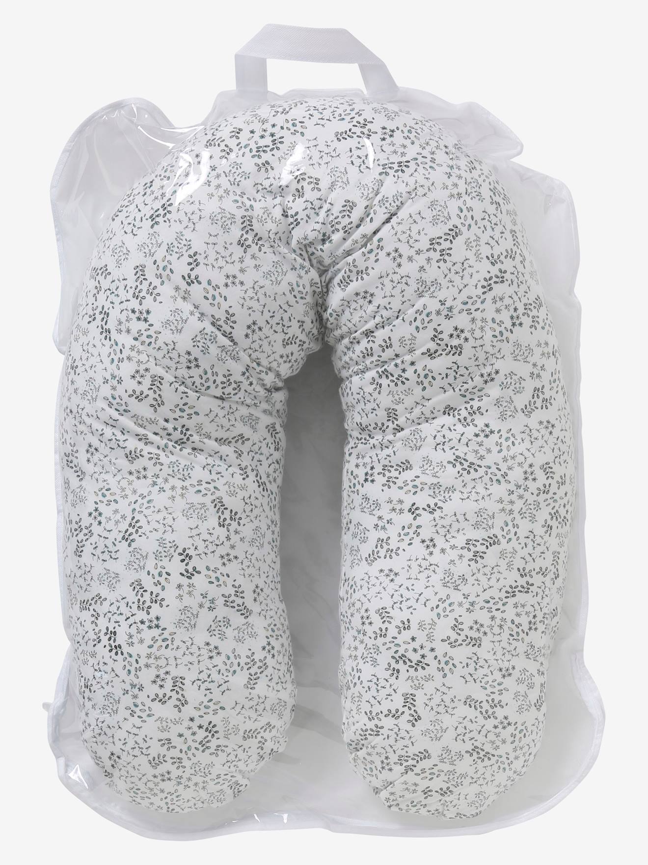 Coussin d'allaitement + housse de protection Bio Collection ivoire imprimé végétal (Vertbaudet) - Image 1