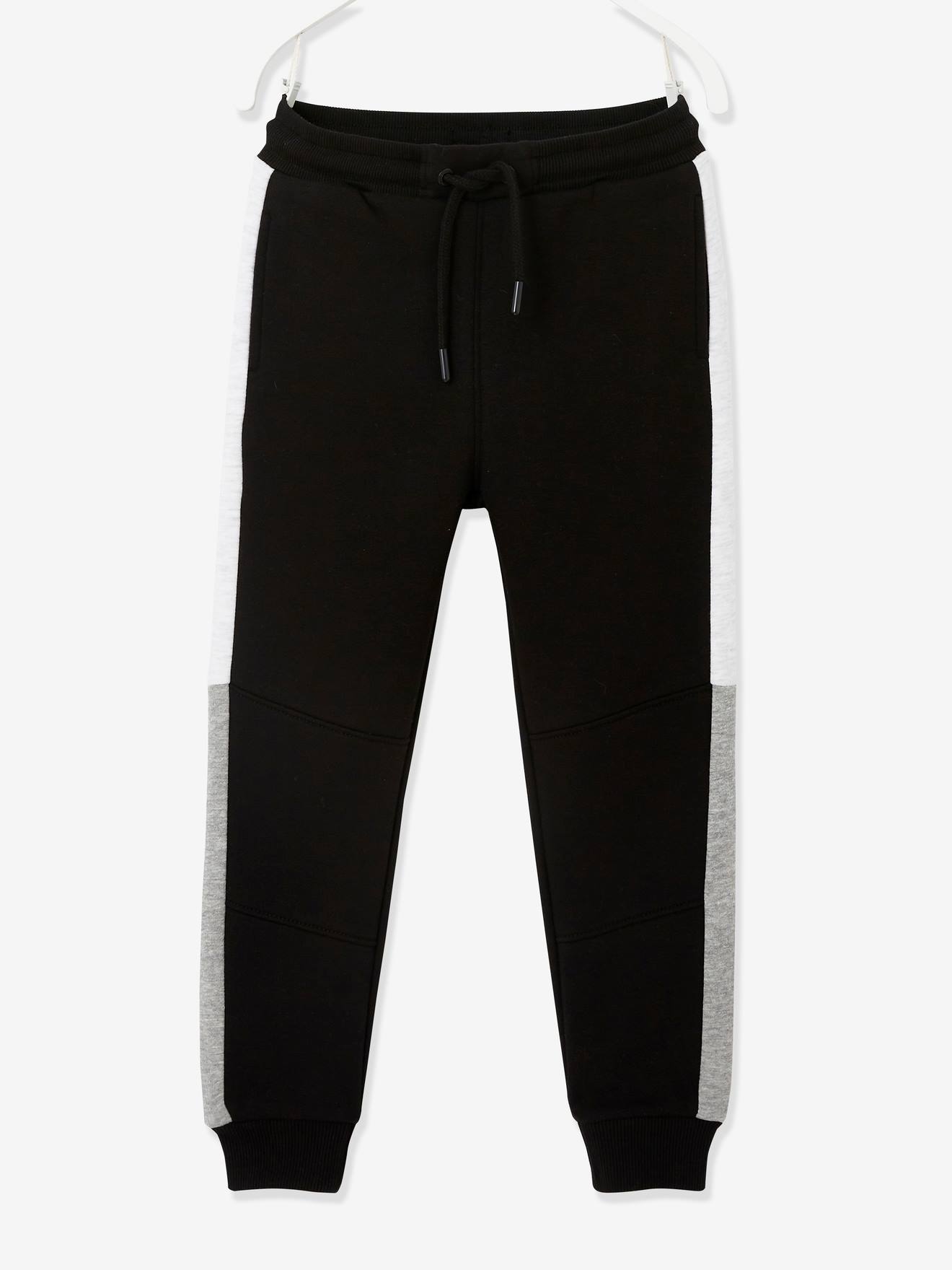 Pantalon jogging bandes côtés garçon. noir