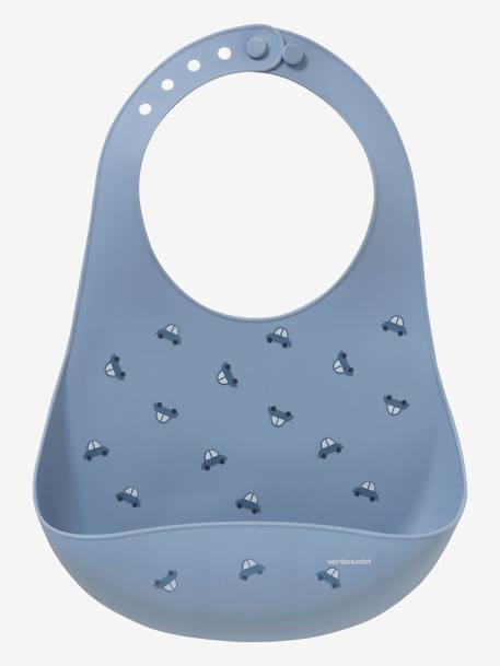 Vertbaudet - Bavoir avec récupérateur en silicone bleu jean