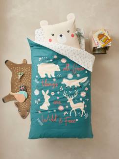 Linge de maison et décoration-Linge de lit enfant-Parure housse de couette + taie d'oreiller enfant en coton bio* NATURE SAUVAGE