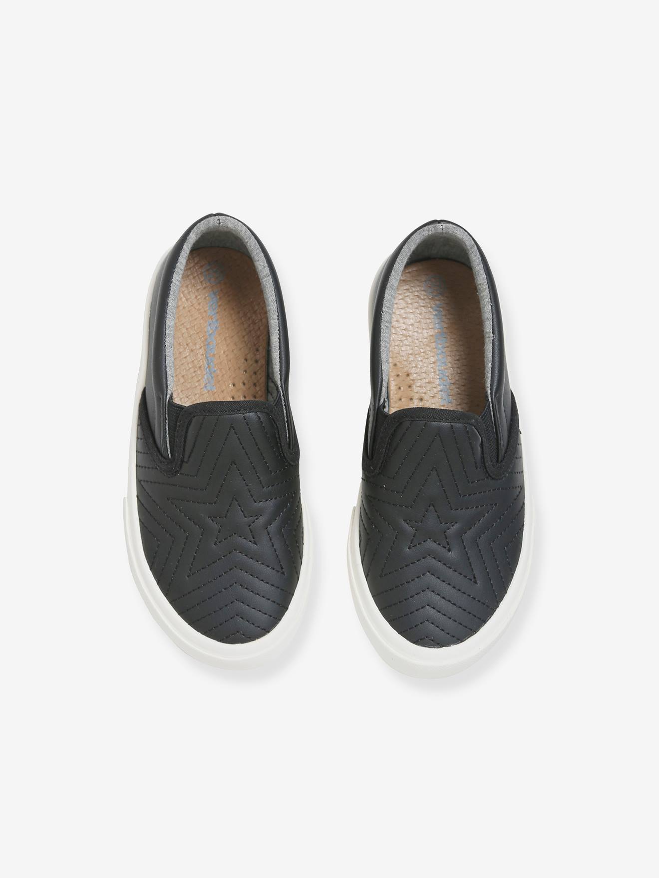 Baskets slip on fille etoiles brodees noir Vertbaudet