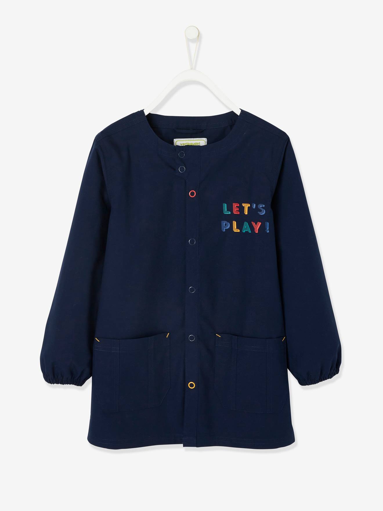 Tablier inscription Let's play garçon marine