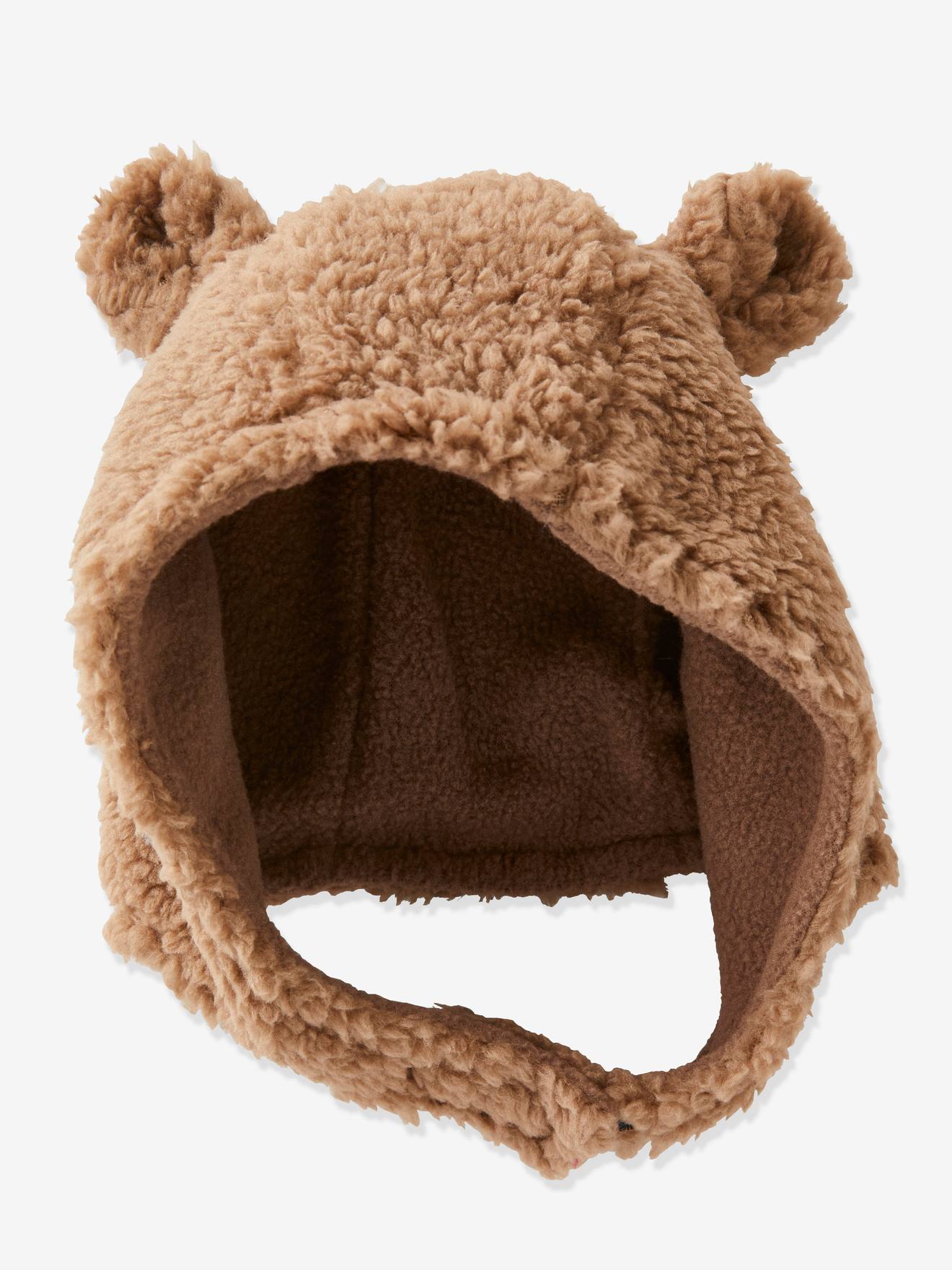 Bonnet Cagoule Bebe Ours Oeko Tex Marron Clair Vertbaudet