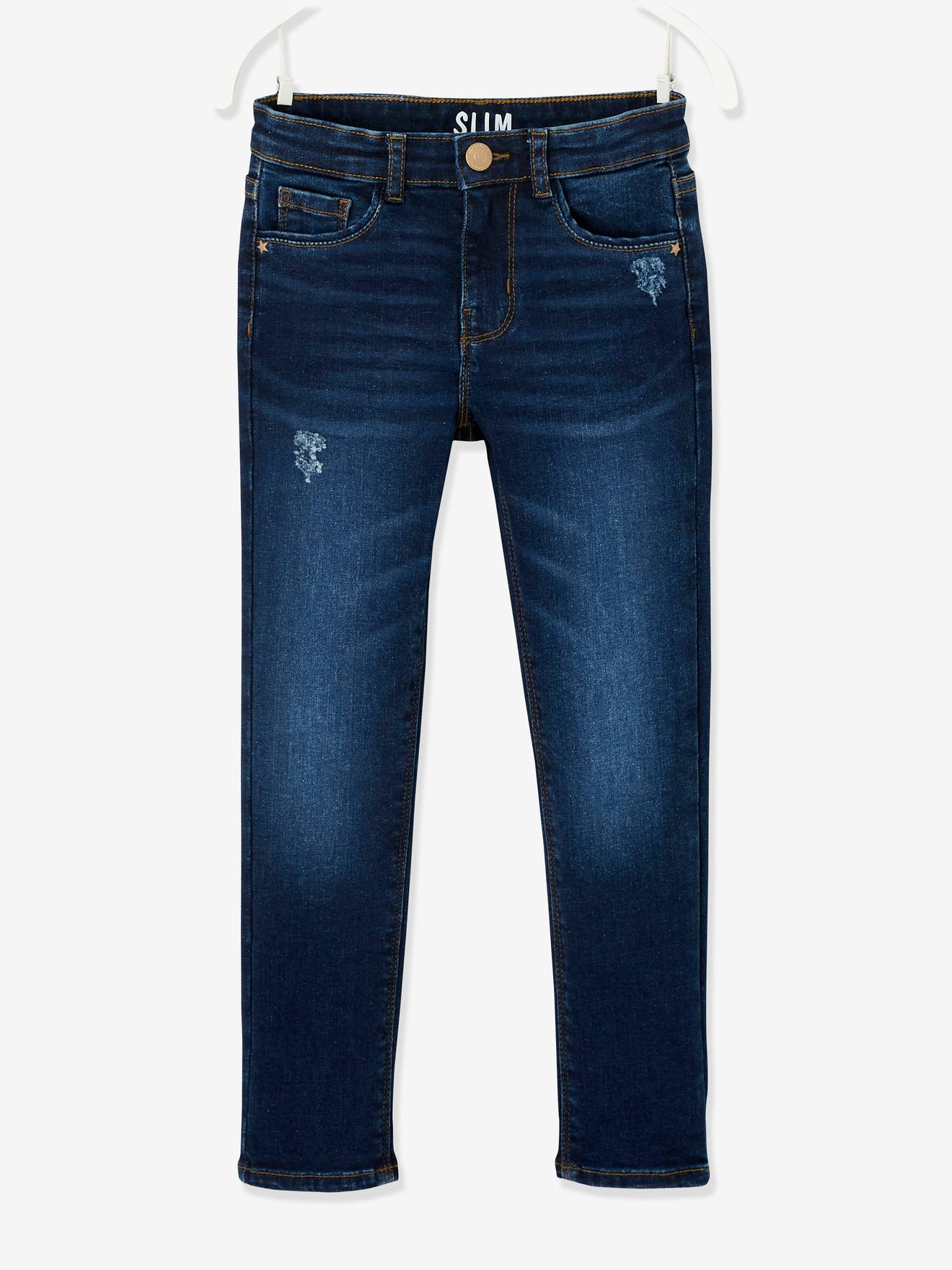 Jean slim MorphologiK waterless fille tour de hanches FIN avec usures brut