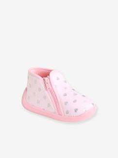 Chaussures-Chaussures bébé 17-26-Chaussons-Chaussons zippés bébé fille fabriqués en France