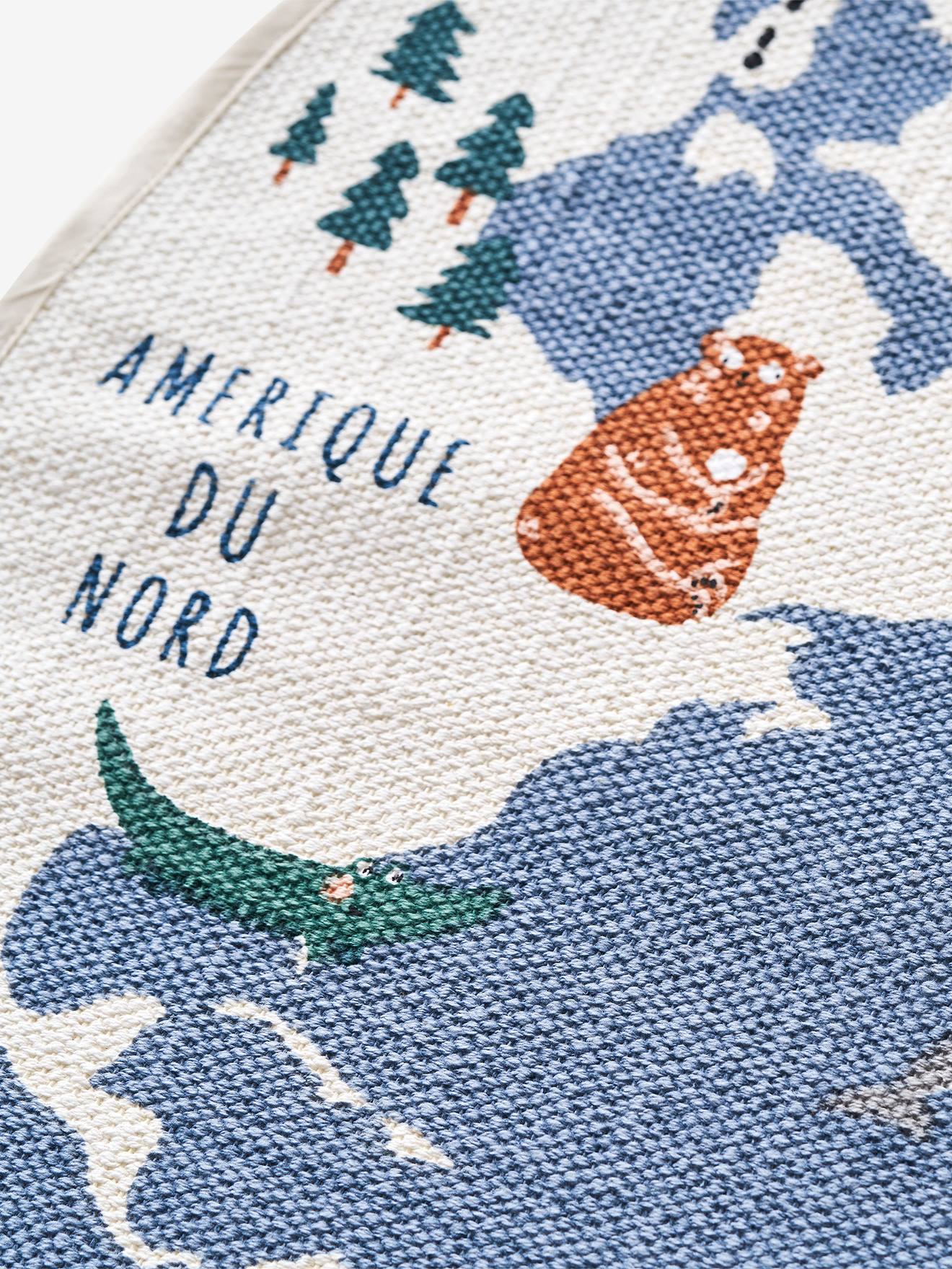Tapis rond Mappemonde bleu / multicolore (Vertbaudet) - Image 3