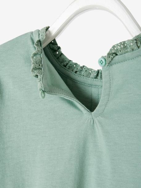 T-shirt blouse Basics fille détails en macramé BLEU FONCE UNI+VERT CLAIR UNI 13 - vertbaudet enfant 