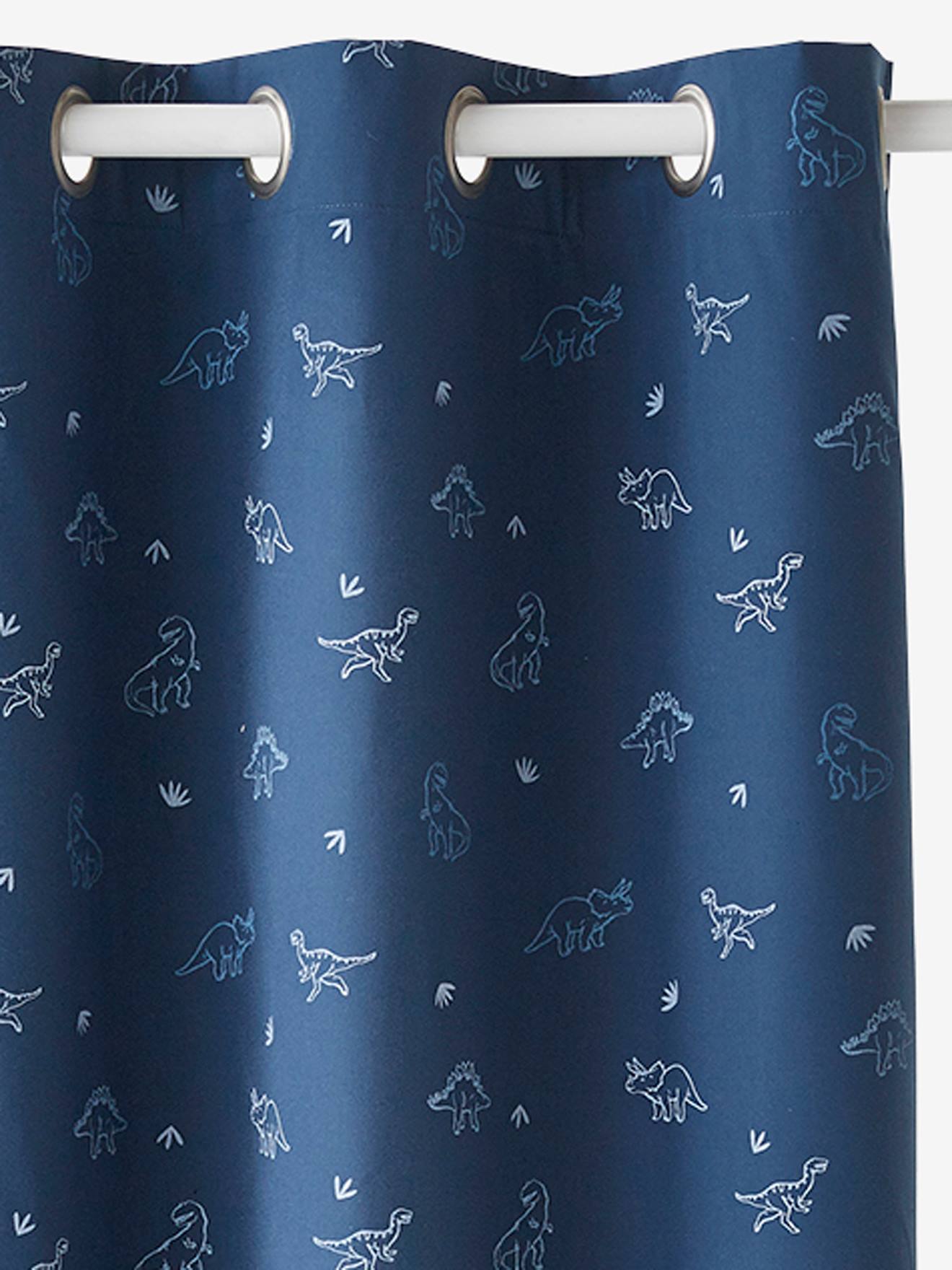 Rideau à œillets occultant phosphorescent Dinosaure bleu