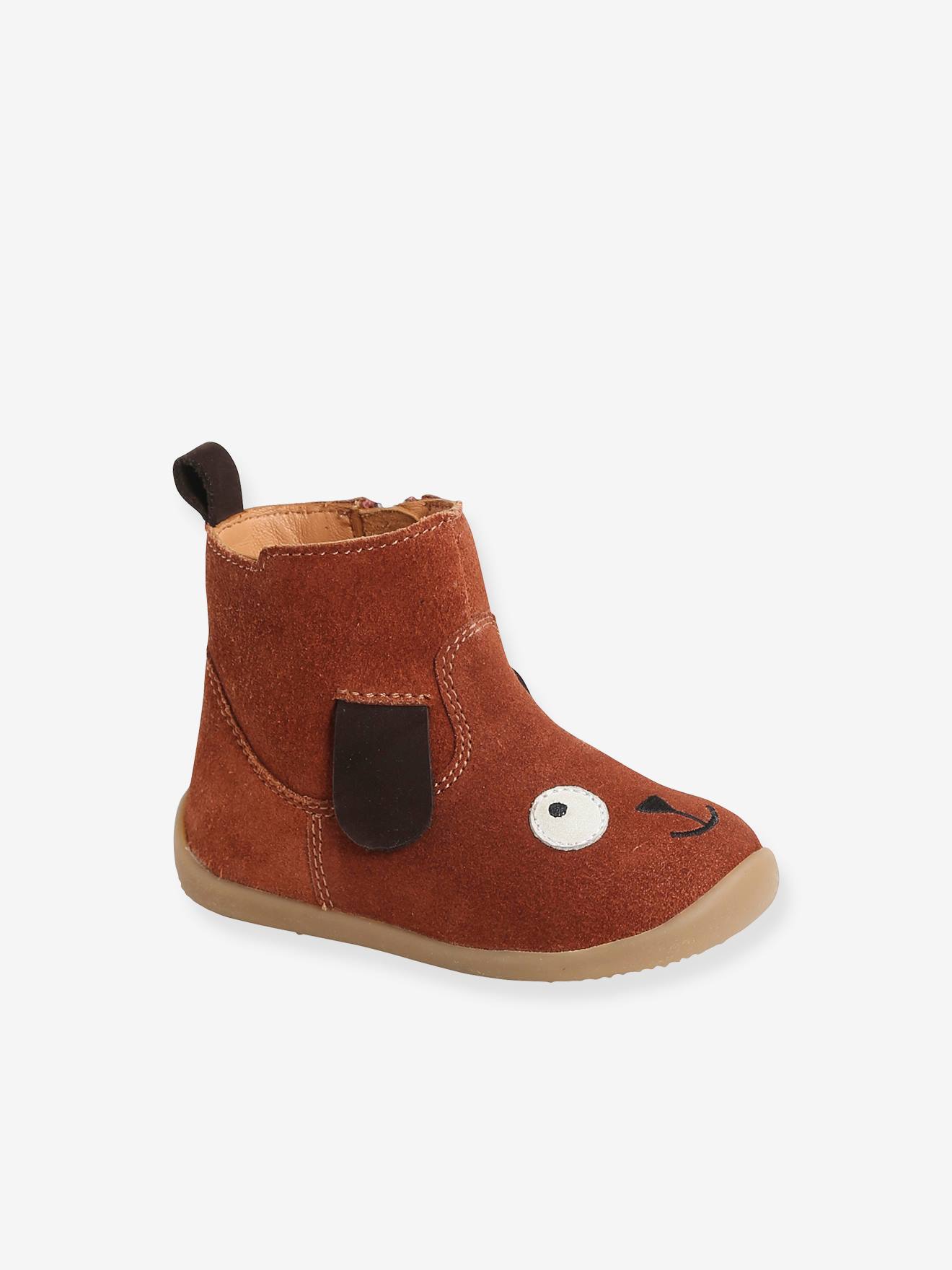 Boots cuir bébé garçon premiers pas marron