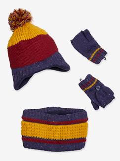 Garçon-Accessoires-Bonnet, écharpe, gants-Ensemble garçon bonnet + snood + gants