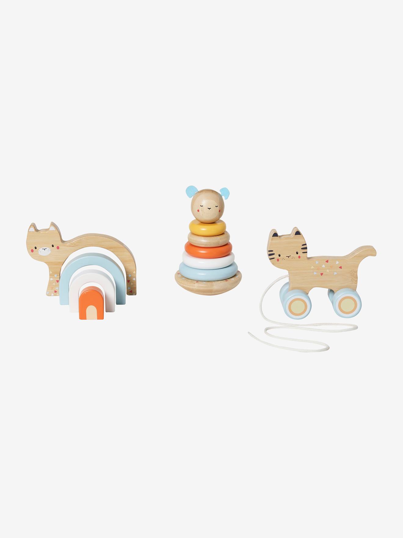 Set de 3 jouets en bambou multicolore