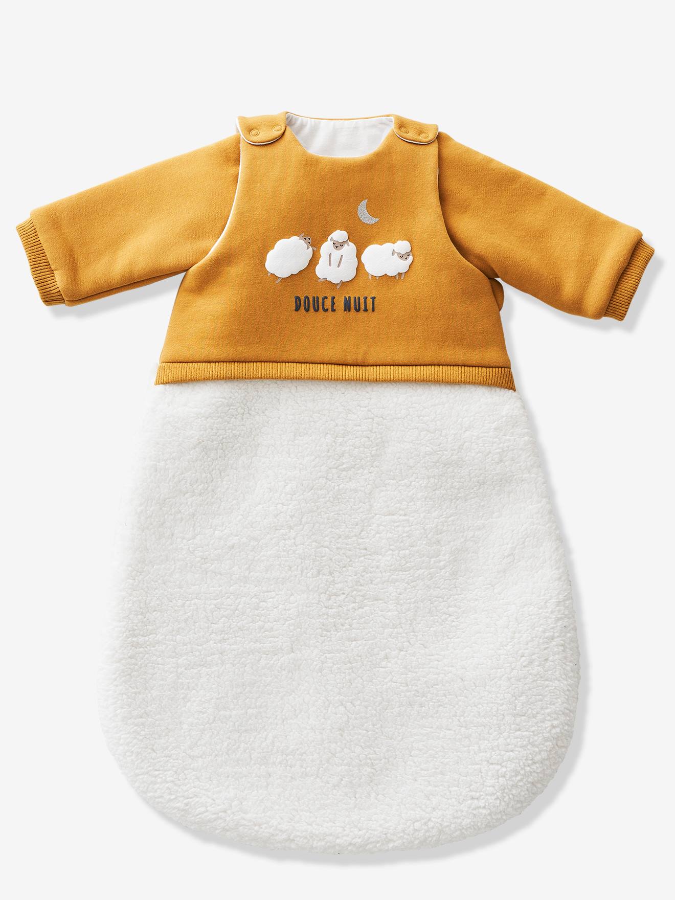 Gigoteuse manches amovibles bi-matière PETIT MOUTON Oeko-Tex® miel / écru