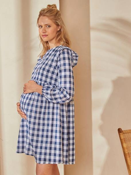 Robe de grossesse et d'allaitement carreaux tissés Carreau bleu/blanc 9 - vertbaudet enfant 
