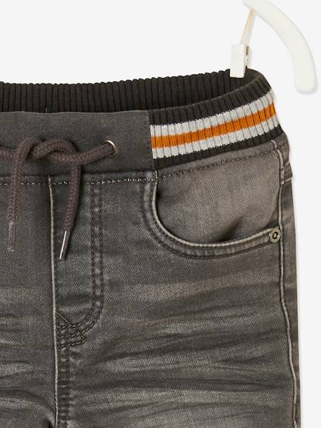 Jean garçon droit facile à enfiler denim effet molleton blue stone+BRUT FONCE+denim black+denim bleached+denim gris+double stone 28 - vertbaudet enfant 