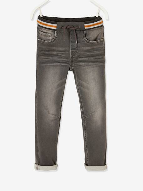 Jean garçon droit facile à enfiler denim effet molleton blue stone+BRUT FONCE+denim black+denim bleached+denim gris+double stone 25 - vertbaudet enfant 