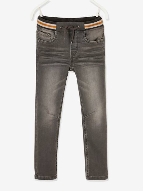 Jean garçon droit facile à enfiler denim effet molleton blue stone+BRUT FONCE+denim black+denim bleached+denim gris+double stone 24 - vertbaudet enfant 
