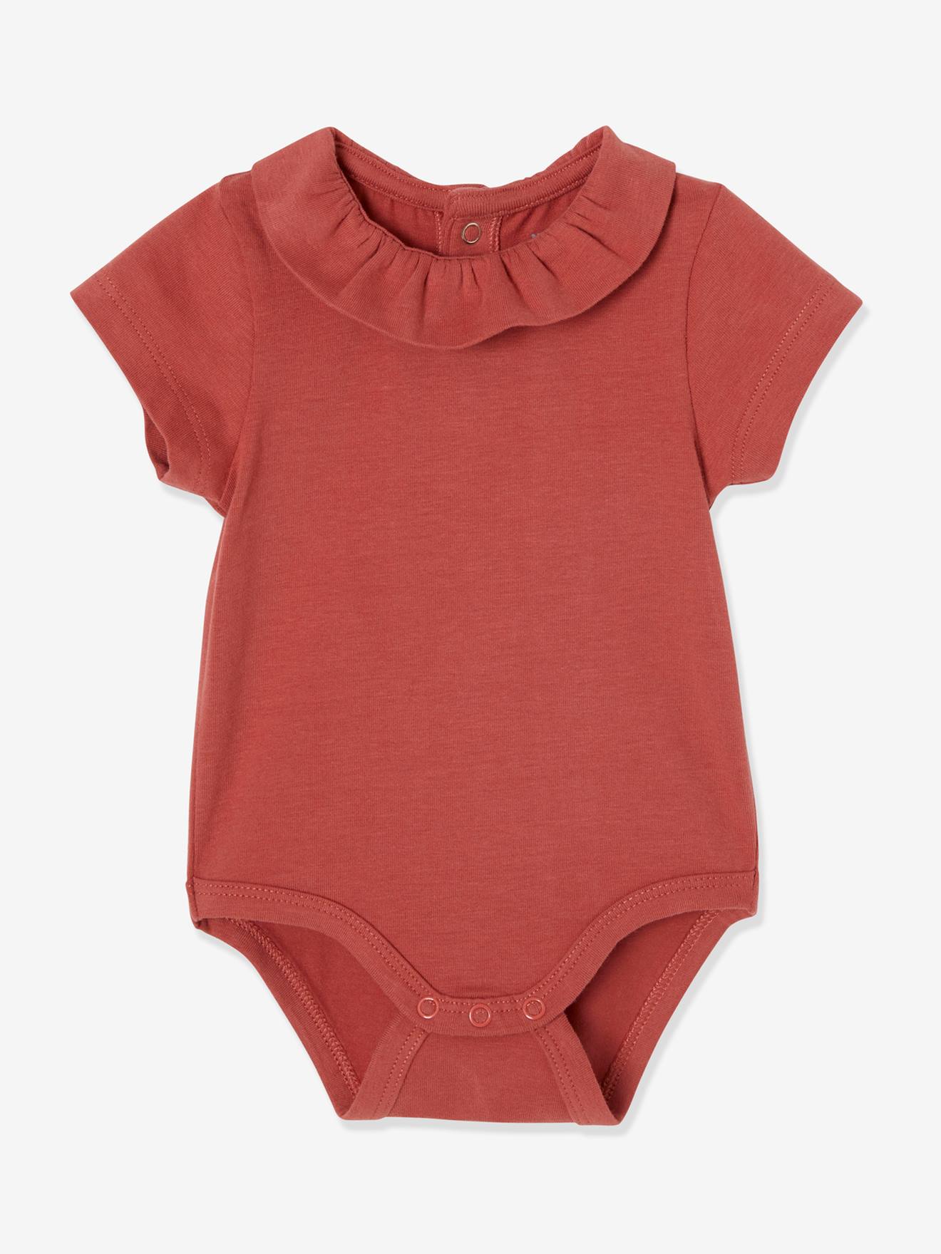 Lot De 2 Bodies Bebe Col Fantaisie Manches Courtes Lot Blanc Vertbaudet