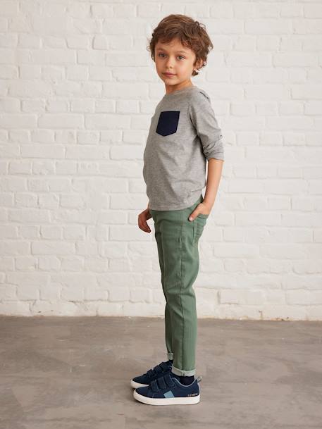Pantalon slim couleur facile à enfiler garçon Anthracite+BEIGE+BLEU+KAKI+Vert olive 31 - vertbaudet enfant 