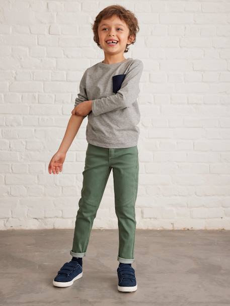 Pantalon slim couleur facile à enfiler garçon Anthracite+BEIGE+BLEU+KAKI+Vert olive 30 - vertbaudet enfant 