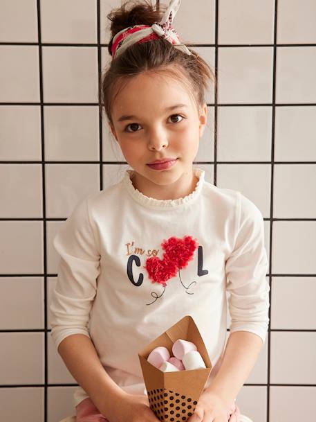 T-shirt fille motif fantaisie détails froufrous Oeko-Tex® gris foncé+ivoire 5 - vertbaudet enfant 
