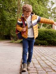 Doudoune à capuche garçon bandes bicolores garnissage fibres recyclées  [numero-image] - vertbaudet enfant 