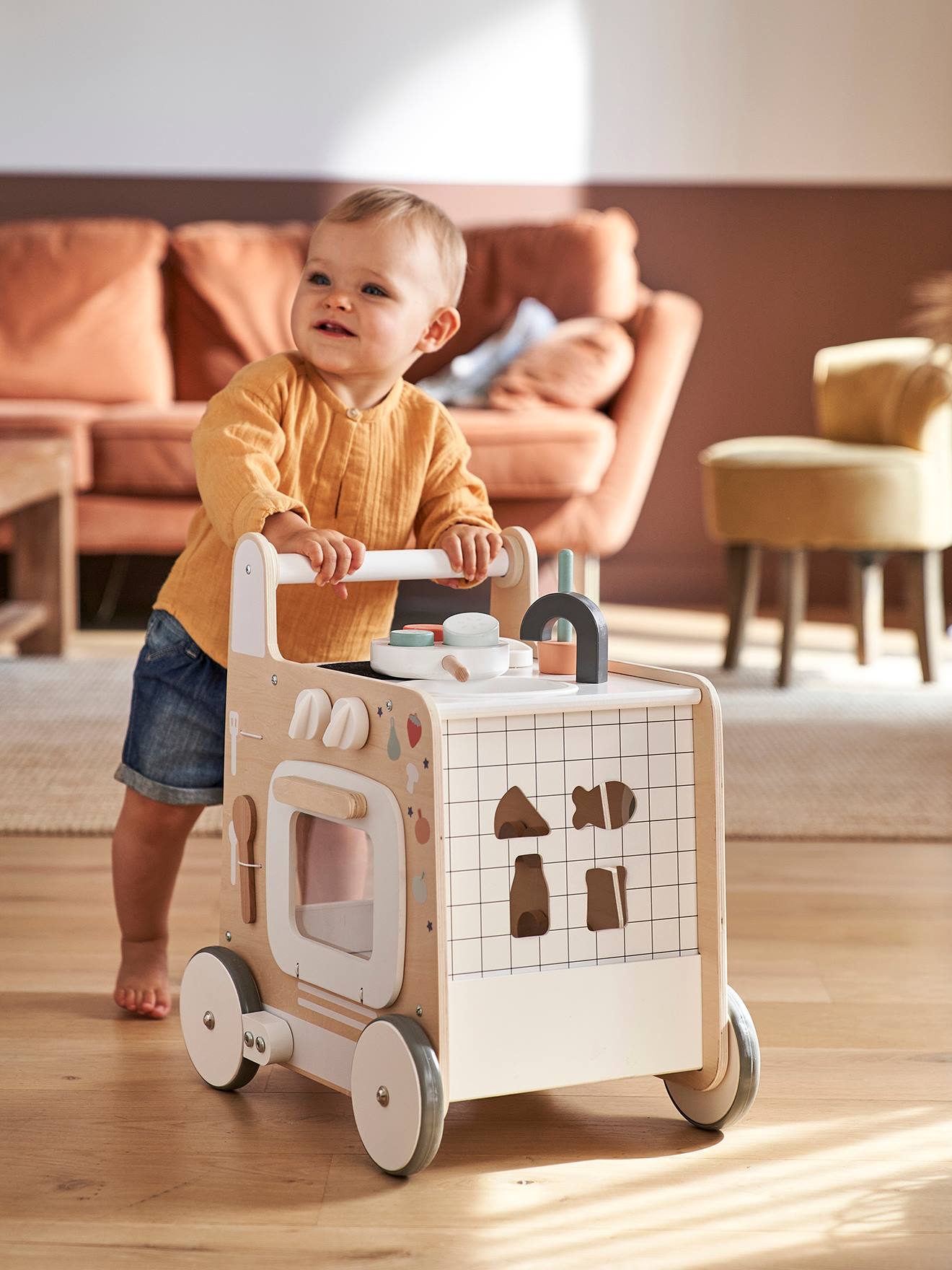 Ma première cuisine chariot de marche en bois FSC® blanc (Vertbaudet) - Image 3