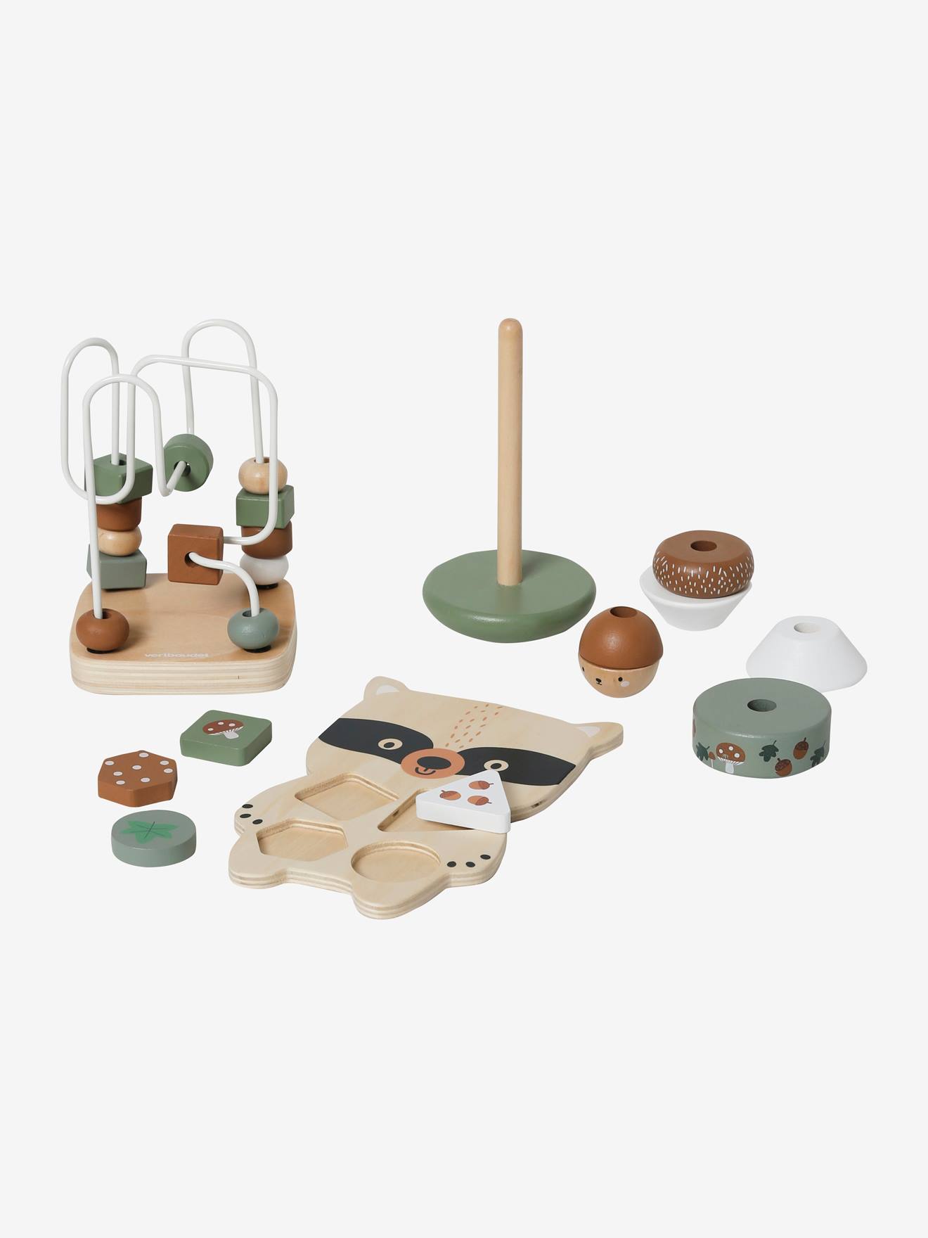 Coffret 3 jeux d'éveil GREEN FOREST en bois FSC® green forest (Vertbaudet) - Image 2