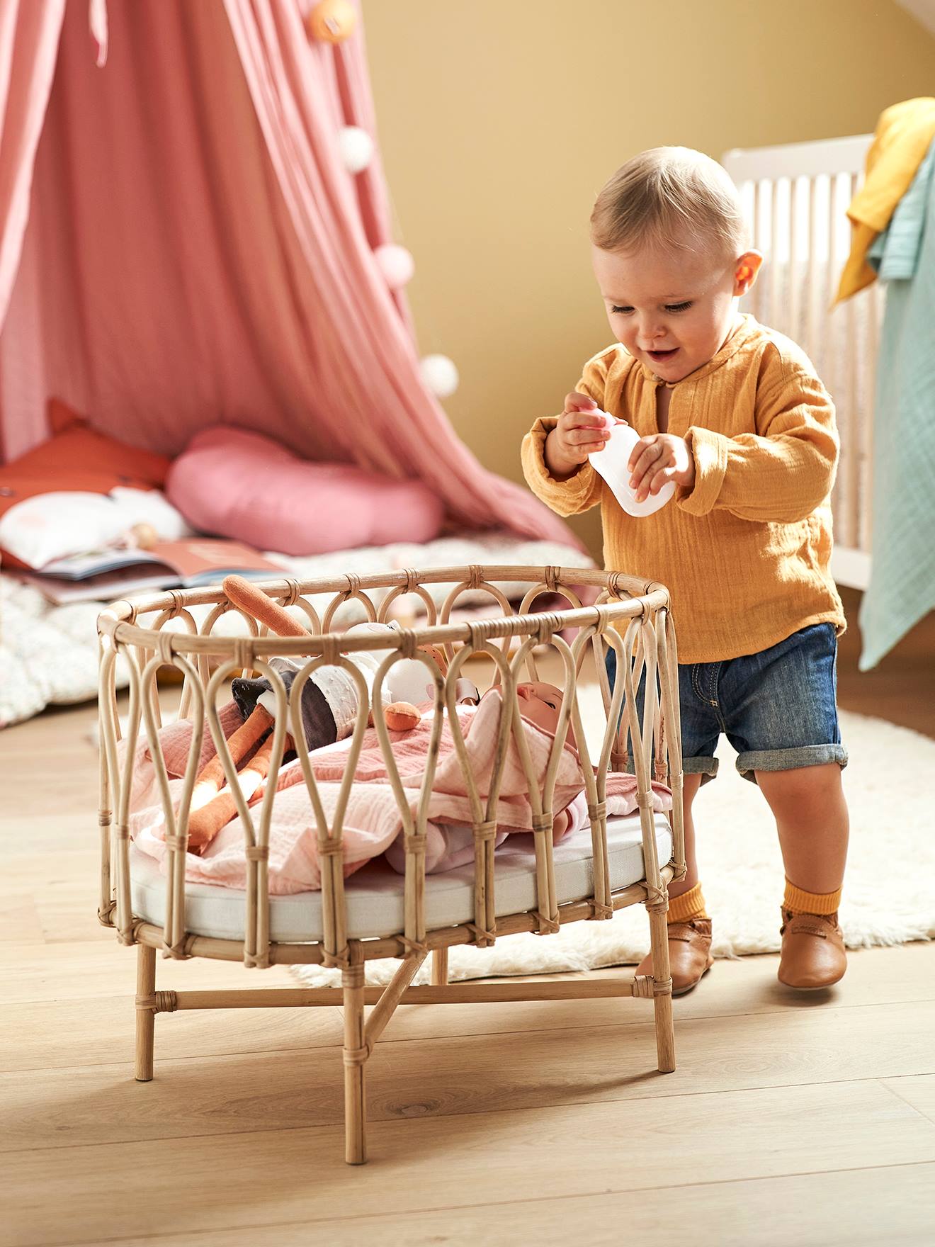 Balançoire Berceau Lit Enfant Bébé Chambre mobilier accessoires pour 20 cm poupées Pink 