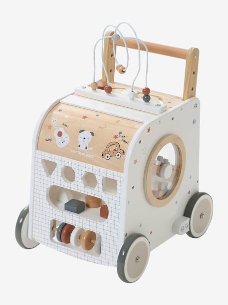 Chariot de marche cube d'activités avec freins en bois FSC® multicolore 8 - vertbaudet enfant 