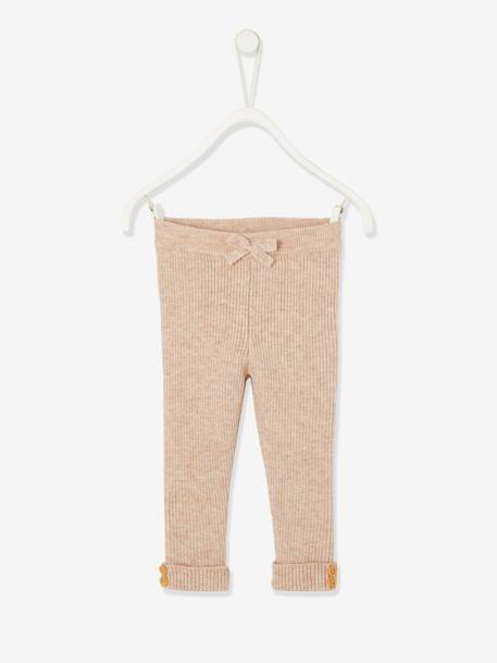 Legging en tricot bébé beige+bois de rose+gris foncé chiné 1 - vertbaudet enfant 