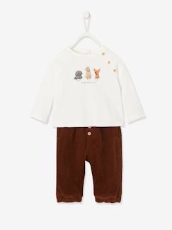 Bébé-Ensemble pantalon en velours + T-shirt manches longues bébé naissance