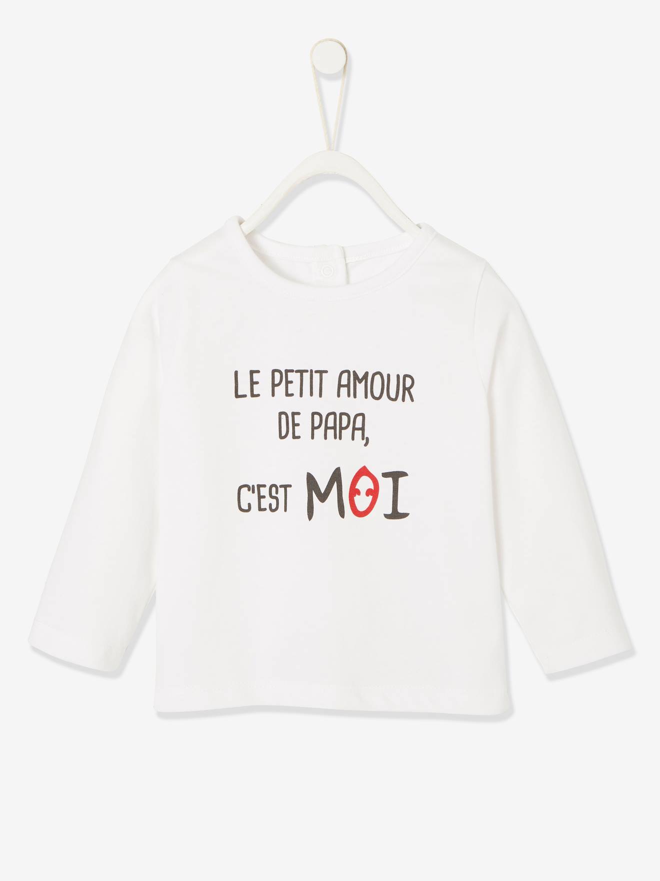T-shirt bébé à message manches longues blanc