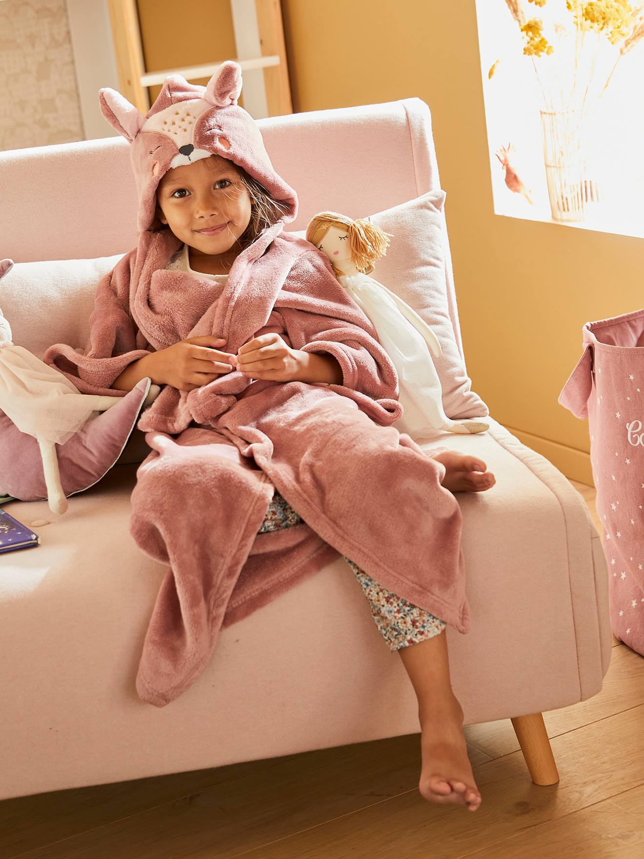 Plaid à manches et capuche Animal parme foncé
