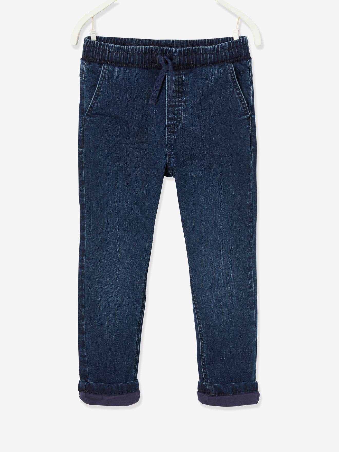 Jean droit doublé facile à enfiler garçon denim blue black