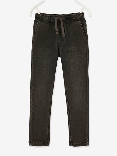 Jean droit doublé facile à enfiler garçon denim blue black+DENIM GRIS FONCE 9 - vertbaudet enfant 