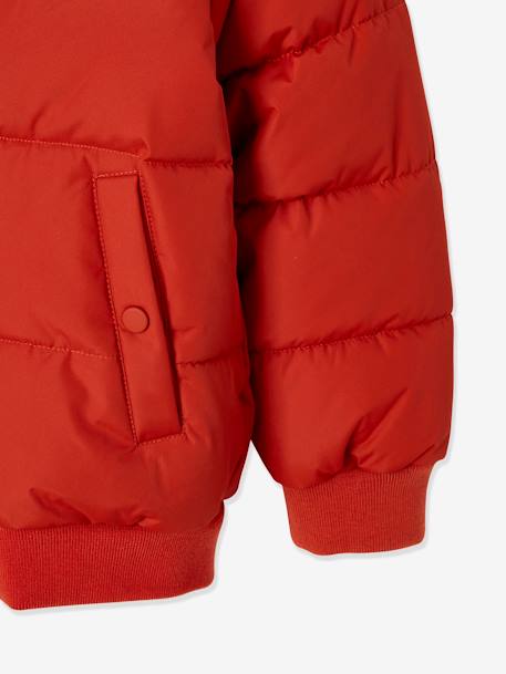 Doudoune à capuche garçon doublée maille polaire garnissage en polyester recyclé encre+Rouge orangé vif 16 - vertbaudet enfant 