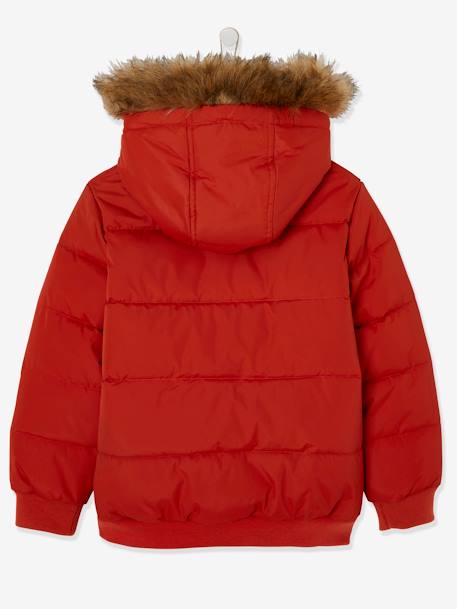 Doudoune à capuche garçon doublée maille polaire garnissage en polyester recyclé encre+Rouge orangé vif 14 - vertbaudet enfant 