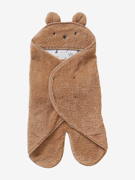 Vertbaudet - Plaid chancelière bébé en peluche, doublé jersey ourson