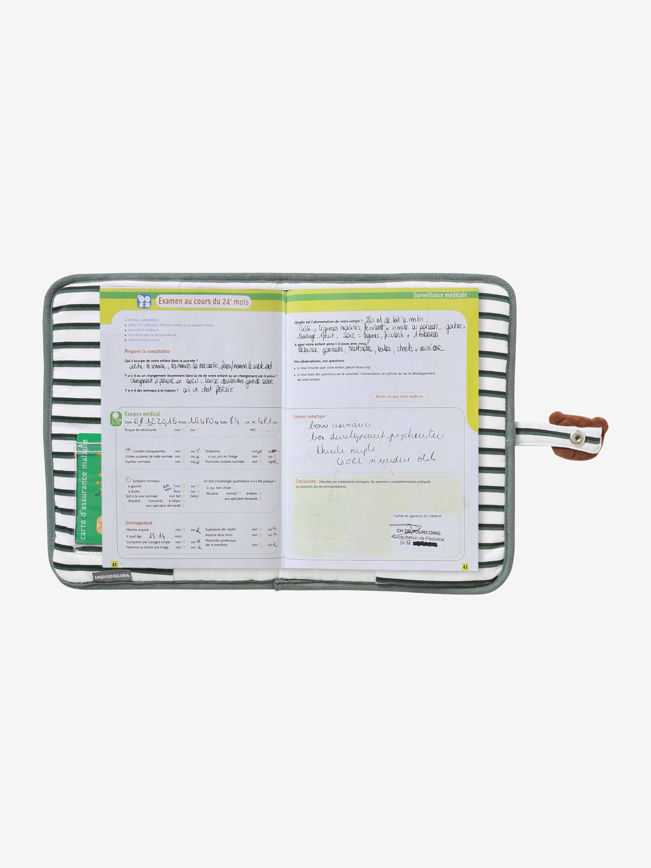 Protège carnet de santé rayé green forest (Vertbaudet) - Image 2