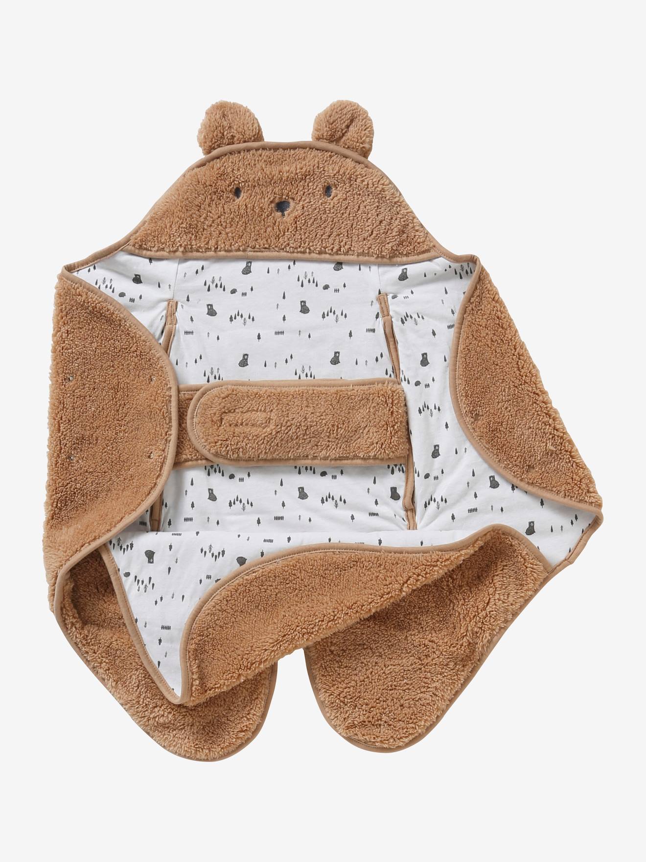 Plaid chancelière bébé en peluche, doublé jersey ourson (Vertbaudet) - Image 1