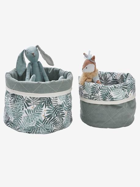 Vertbaudet - Lot de 2 petits paniers de rangement réversibles HANOÏ beige